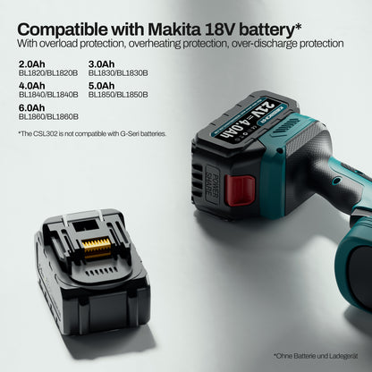 Compatible with Makita 18V batteries: Our hedge trimmer is compatible with the powerful Makita 18V battery system, which ensures longer running times and offers you more flexibility when working((without battery)