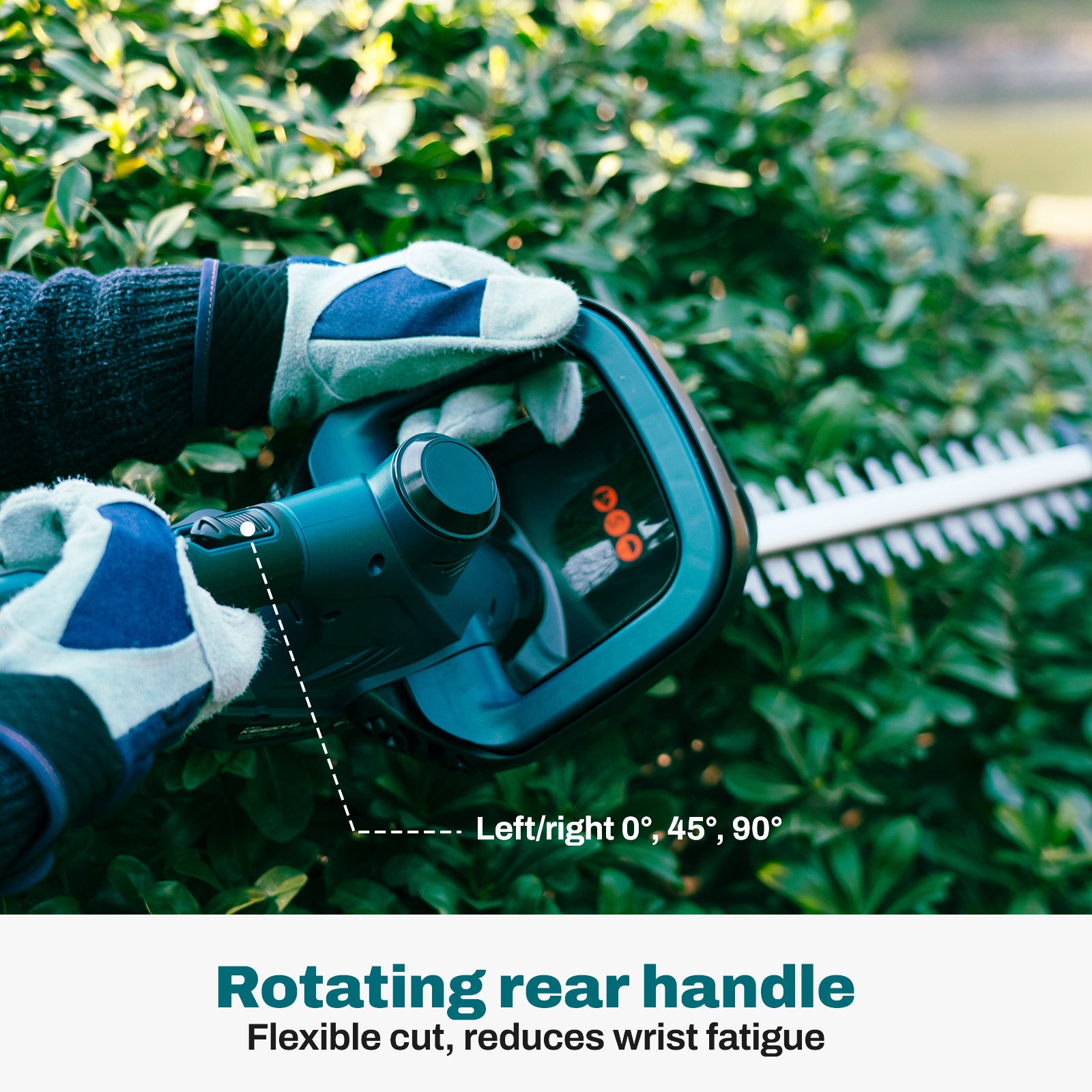 Rotating rear handle, Left/right 0°, 45°, 90°,Flexible cut, reduces wrist fatigue.