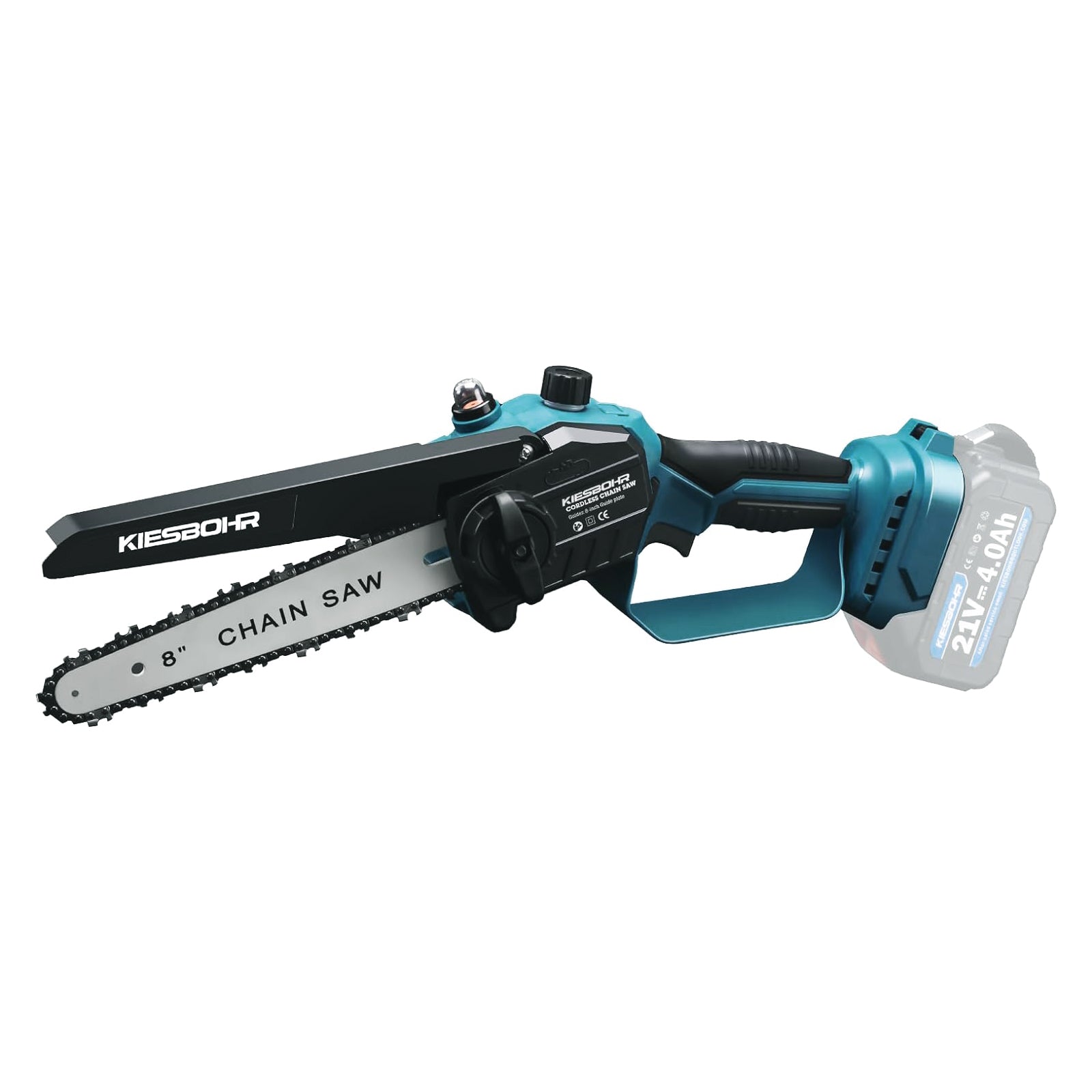 KIESBOHR mini cordless chainsaw with brushless motor offering more power, longer runtime, and lower maintenance than brushed models.