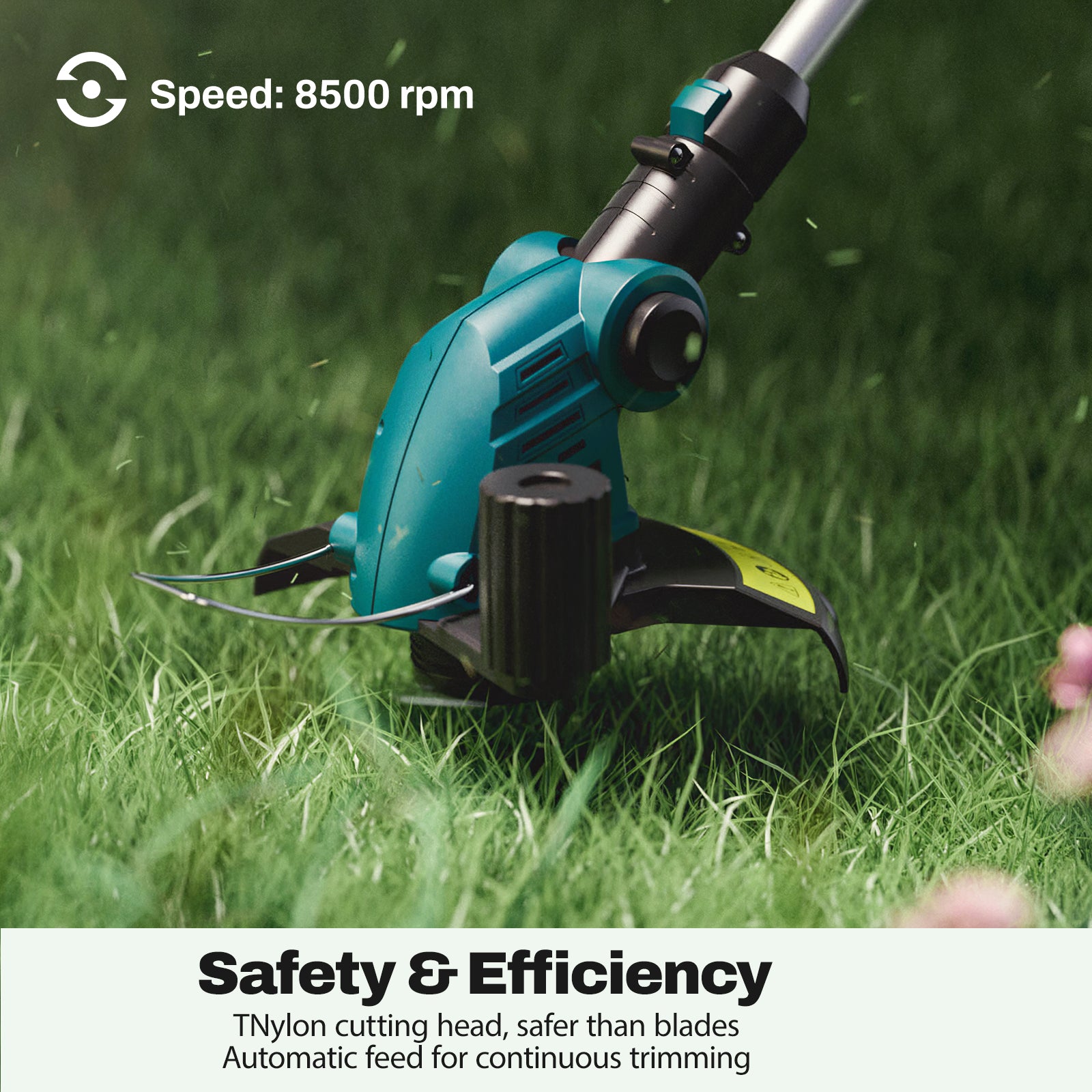 Speed: 8500 rpm, Lightweight & Easy to Use, Telescopic Handle with Height Adjustment.