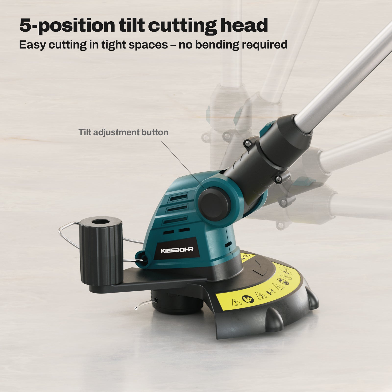 position tilt cutting head, Easy cutting in tight spaces – no bending required.