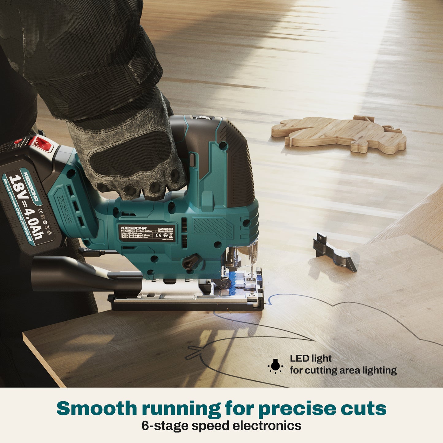 KIESBOHR DIY cordless jigsaw-Smooth running for precise cuts